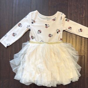 Adorable Disney Toddler Girls  Minnie Mouse Print Tutu Dress with Glitter Detail